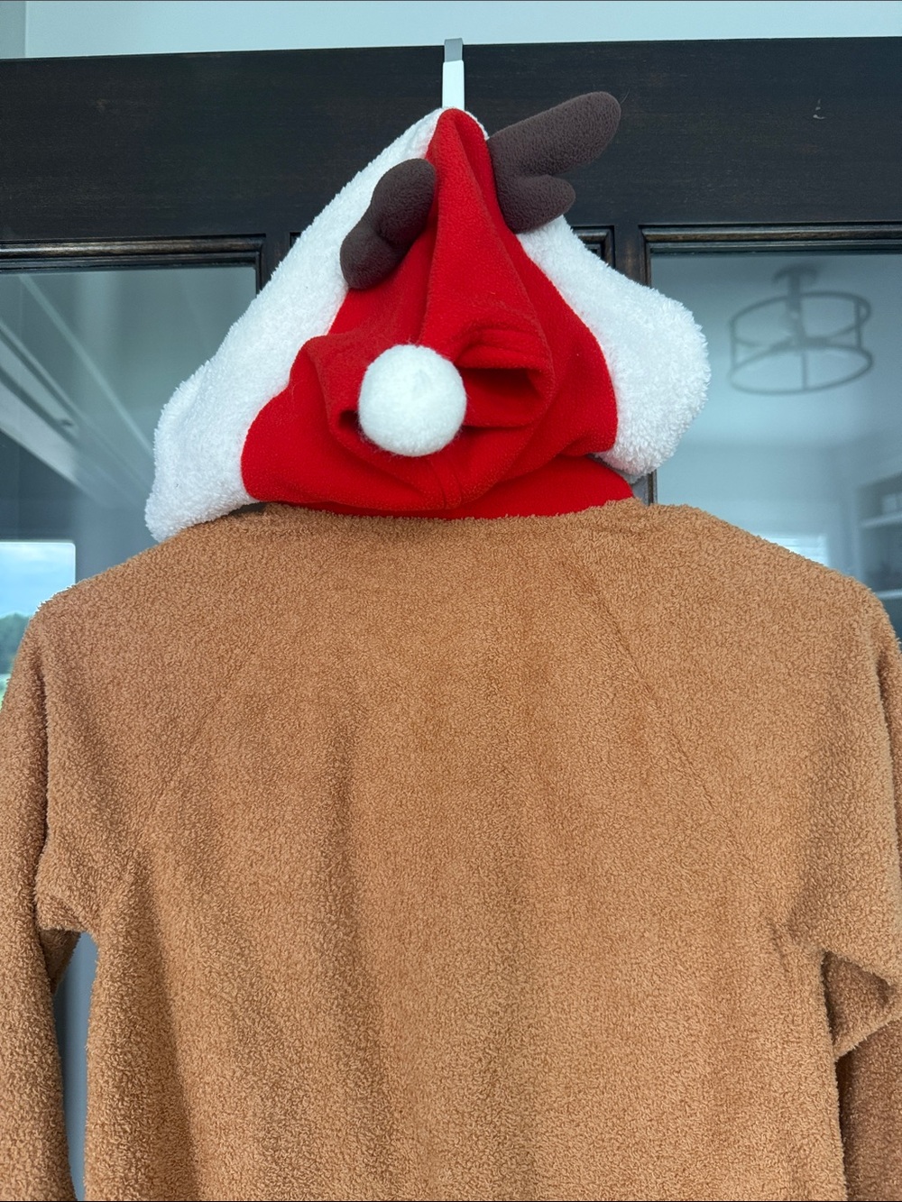 Cat & Jack Cozy Brown Holiday Hooded Kids One-Piece PJ’s - Picture 5 of 7